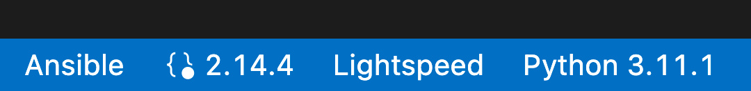 VS Code status bar showing that Ansible Lightspeed is enabled